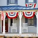 3 Pack USA 250th Anniversary American Pleated Fan Flag 4th of July Decorations, 1.5X3 Ft American Flags for Outside Patriotic Bunting flags outdoor Red White Blue Memorial Day Independence Day Decor
