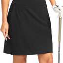 G Gradual 20" Golf Skorts Skirts for Women with 7 Pockets Knee Length Skort Athletic Modest Long Tennis Skirts for Women(A-Black, XL)