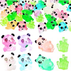 28Pcs Luminous Mini Resin Panda Figurines Cute Miniature Panda Figurines with 6 Bamboos, Glow in The Dark Mini Panda Bamboo Bulk for Cake Toppers Fairy Garden Accessories Aquarium Decor