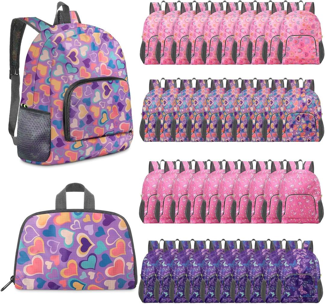 Reginary 40 Pcs Kids Backpacks Bulk, 17" Backpacks 4 Colors Hearts, One Size