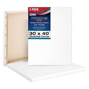 U.S. Art Supply 30 x 40 inch Stretched Canvas 12-Ounce Triple Primed, 3-Pack - Professional Artist Quality White Blank 3/4" Profile, 100% Cotton, Heavy-Weight Gesso - Acrylic Pouring, Oil Painting