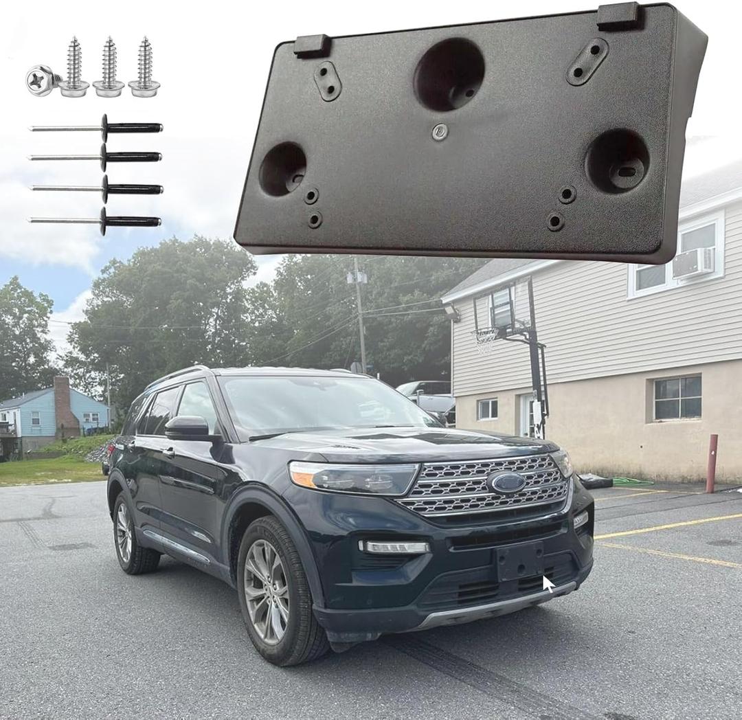 Front License Plate Frame for Ford Explorer 2020 2021 2022 2023 2024 Front Bumper License Tag Plate Holder Mounting Bracket Replace # LB5Z17A385AA FO1068182 (NOT FIT for ST & Timberline)