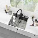 Drop In Kitchen Sink, 25 x 22 Inch Single Bowl Topmount Sink 16 Gauge T-304 Stainless Steel Gunmetal Black Kitchen Sinks, 25 x 22 x 10 Drop in