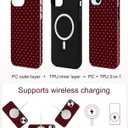 Magnetic Polka Dot Phone Case for iPhone 16 Pro, Compatible with MagSafe, Cute Burgundy Red Polka Dots Aesthetic Soft TPU and Hard PC Shockproof Protective Phone Cover for Women Girls-Shiny