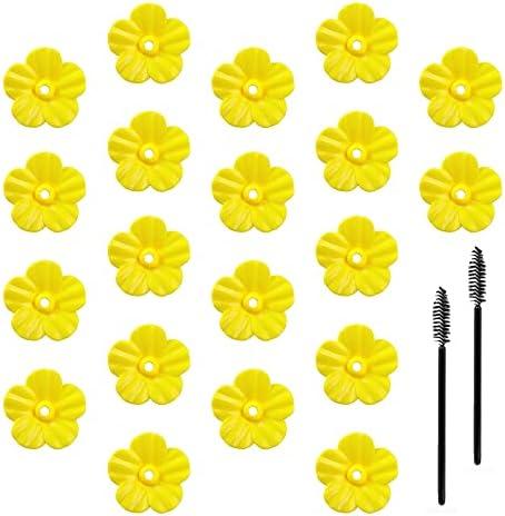 Andiker 20Pcs Hummingbird Feeder Replacement Flowers with Cleaning Brush, Yellow Feeder Parts Replacement for Hanging Feeders