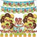 Squirrel Birthday Party Supplies Woodland Animals Party Decorations Include HAPPY BIRTHDAY Banner Balloons Cake Topper Cupcake Toppers Cartoon Zoo Animals Birthday Party Decorations