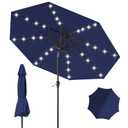 Tobeos 9FT Patio Umbrella with Solar Lights,Outdoor Market Umbrella with Tilt and Crank, LED Lighted Table Umbrella for Garden,Deck,Backyard,Pool,Beach
