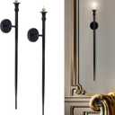 Candle Sconces Long Wall Candle Holder - Set of 2 Black Long Wall Candle Sconce Retro Chic Wall Sconces Candle Holder Decoration for Dining Room, Living Room, Office, Bathroom