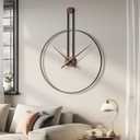 Cuspin 30 Inch Large Wall Clock for Living Room Decor, Modern Silent Non Ticking Battery Operated Wall Clocks, Rustic Minimalist Black Metal Frame Decorative Clock for Office, Bedroom, Dining Room