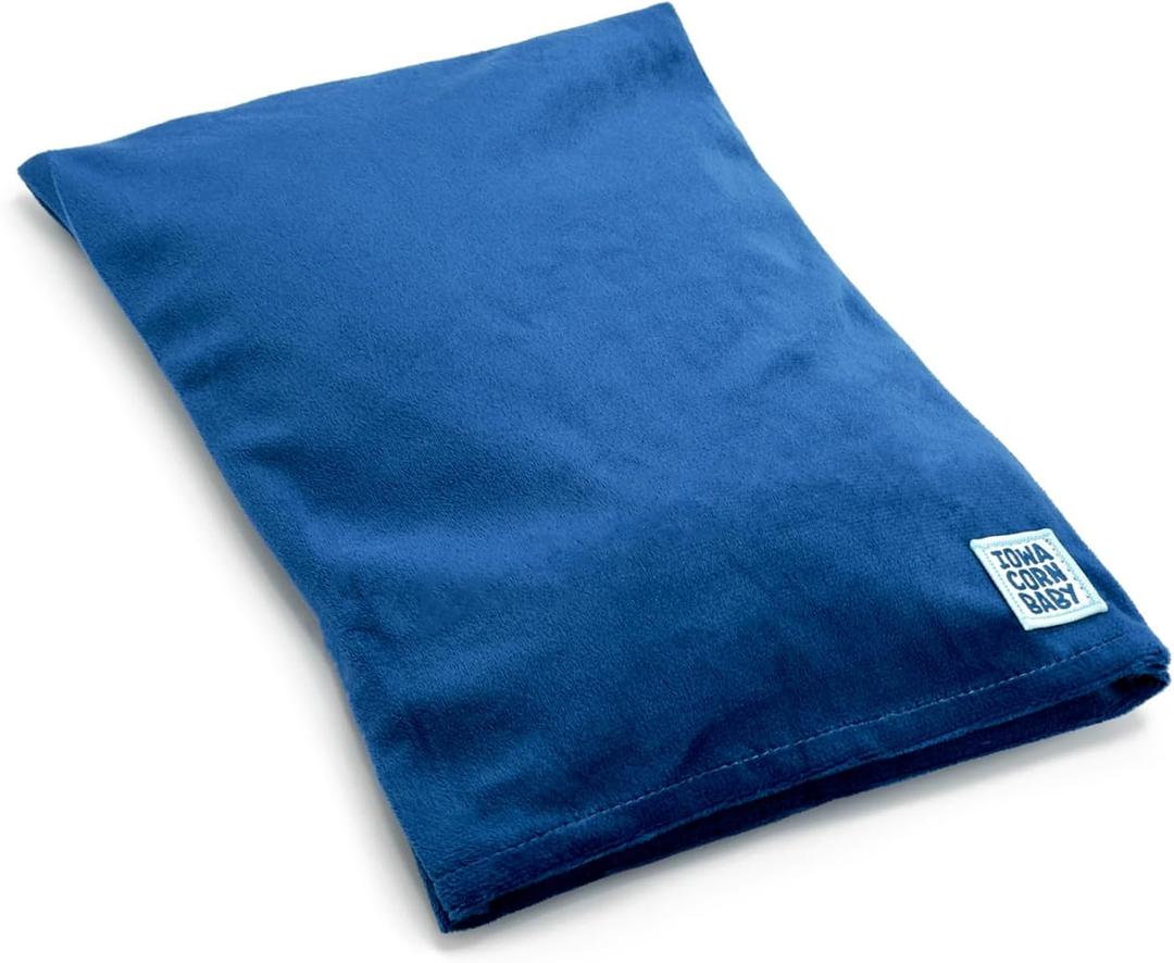 Microwave Heating Pad (with Removable Cover)  Weighted Microwavable Moist Heat Therapy Pad for Back, Neck, Shoulders, and Cramps  Portable, Reusable Cold or Warm Compress, 10" x 7", 2.5lbs (Blue Oasis)