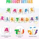 Cute Bear Themed Happy Birthday Banner, Pre-Strung Rainbow Cloud Sun Star Theme Party Decoration Colorful Cartoon Banner for Boys Girls Birthday Baby Shower Supplies