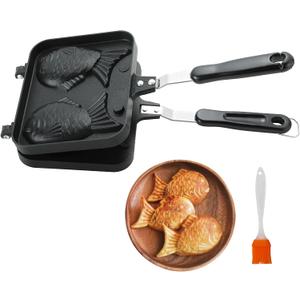 MAOPINER Taiyaki Fish Shape Cake Pan Waffle Cake Maker Fish Shaped Pancake Double Pan Mold for Home DIY Cooking Party Dessert