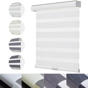Persilux Cordless Zebra Blinds for Windows with Jacquard Pattern Roller Shades Light Filtering Sheer Window Shades for Home, Office and Door (34" W x 64" H, White)
