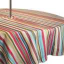 DII Summer Stripe Outdoor Zippered Tabletop Collection, Multi-use, Machine Washable, Tablecloth, 60" Round, Sunset