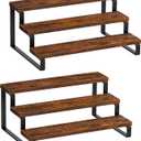 Giikin 2-Tier Wooden Display Stand Riser, Perfume Organizer, Cupcake Stand Holder (Rustic Brown-3 Tier, Set of 2)