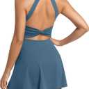 Women's Workout Tennis Dress with Built in Shorts and Bra Athletic Golf Activewear for Exercise (Large, Blue)