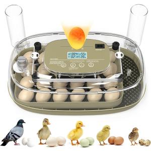 24 Egg Incubator, Incubators for Hatching Eggs with Fully Automatic Turner & Candler, Smart Temperature & Humidity Control, 360° View, Hatching Chicken, Duck, Quail, Goose Eggs for Farm, Home, School