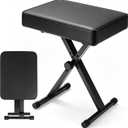 Keyboard Bench Adjustable Piano Stool - Extra Comfortable Piano Bench with High Rebound Sponge Cushion,No Deformation,Superior Support,X-Style Portable Foldable Piano Chair, 4 Height Adjustment