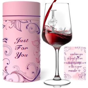 Mothers Day Gifts for Mom, Grandma, Wife - Personalized Monogram A-Z Wine Glass Gifts for Women - Unique Birthday Gift for Her, Sister, Best Friend - Elegant Custom Glass with Gift Box & Card (L)