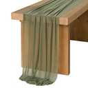 Ling's Moment 10Ft Chiffon Table Runner, Sage Green Table Runners Light Green Sheer Table Runner for Wedding Rustic Boho Wedding Party Bridal Shower Decorations Birthday
