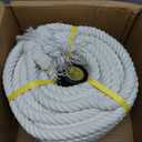 Natural White Cotton Rope 1/2 inch × 50 ft, 4-Strand Twisted Thick Rope for Crafts, Tug of War, Clothesline, Hanging, Porch Swing Bed, Pet Toys, Soft Craft Cotton Cord for Home/Outdoor Decoration