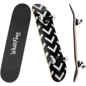 White Fang checkered skateboard, (32in L x 8in W)