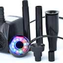 15W 200GPH (750L/H)Submersible Pump Fountain with 12 RGB Color led Light Flow Adjustable, for Aquarium Pond Fountain Fish Tank Water Hydroponic