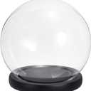 PATIKIL 4.9" Clear Cloche Glass Dome, Glass Bell Jar Globe Display Case Tabletop Centerpiece with Black Wooden Base for Succulents Christmas Decor