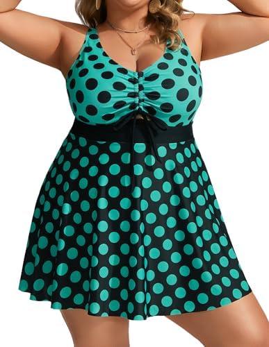 Hanna Nikole Womens Plus Size Tankini Swimdress Two Piece Tummy Control Flowy Swimsuit with Boyshorts, Size 20W