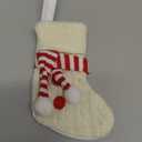 Glimin 24 Set Mini White Christmas Stockings Set with Red White Striped Scarf and Buttons 6 Inch Faux Fur Xmas Hanging Stocking Bulk Small Plush Xmas Stocking with Christmas Kraft Gift Tags