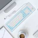 Sanpyl USB Wired Foldable Silicone Keyboard, 103 Keys, Blue, Mute, PC Laptop