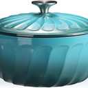 Enameled Cast Iron Dutch Oven with Lid, 3 QT Cast Iron Dutch Oven Pot, Heavy Duty Cast Iron Pot for for Bread Baking, Cook, Bake, Oven Safe across All Cooktops (BlueGreen,3 QT)