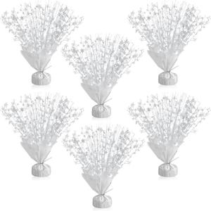 6 Pack Metallic Foil Spray Centerpiece, Glittery Party Star Table Decoration Burst Centerpieces for Birthday Wedding New Year Party Celebration Decoration (White, Little Star)