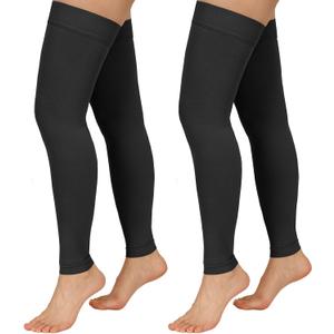 2 Pairs Compression Stockings for Women & Men, 20-30mmHg Thigh High Compression Socks, Footless Medical Socks with Silicone Dot Band--Best Support for Nursing Sports Varicose Veins(Black,M)