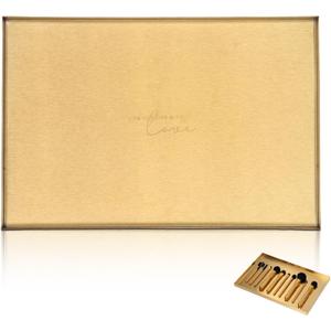 12x8x0.6in Large Rectangular Decorative Trays for Coffee Table, Stainless Steel Decorative Tray Gold Metal Rectangle Serving Tray and Platter Perfume Jewelry Display Storage Tray for Dessert Vanity
