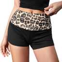 Women's Elastic Waist Skinny Mini Shorts Casual Low Rise Y2K Shorts Lounge (Medium, Black Leopard)