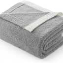 Snuggle Sac Ultra Soft Throw Blanket for Couch Bed Sofa 50x60 inches, Reversible Grey Blanket Microfiber Fluffy Fuzzy Cozy Knit Throws for Women Mothers Birthday Gifts