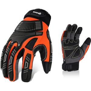 ANDANDA Work Gloves Men Heavy Duty, Anti Impact Work Gloves TPR Anti-Vibration Non-Slip, Touchscreen CapableMechanics Gloves (Large, Black&red)