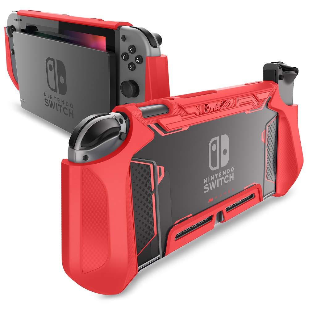 Mumba Dockable Case for Nintendo Switch (2017 Release), [Blade Series] TPU Grip Protective Cover Case Compatible with Nintendo Switch Console and Joy-Con Controller (Red)
