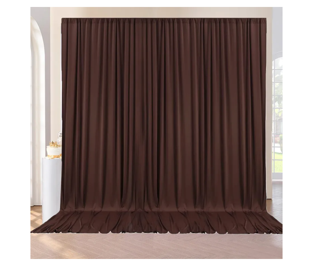 Rectangular Polyester BackDrops - Made in USA - Wrinkle-Resistant, Flame Retardant, Durable, - Chocolate, 133x290 inches, Pack of 8