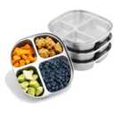 Stainless Steel Kids Plates,Set of 4 Toddler Plates with Lids - 4 Compartments Stainless Steel Snack Container for Kids Non Toxic & 100% BPA Free