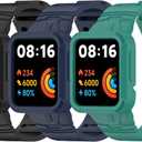 Replacement Strap for Redmi Watch 2 Lite Band with Protective Case,Rugged CaseBand for Xiaomi MI Watch Lite/MI watch Lite2,Bumper Case with Strap Bands (Black/DeepBlue/Green)