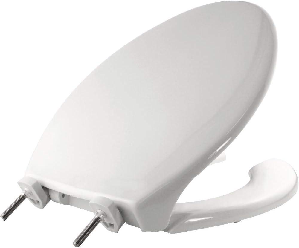 BEMIS 7850TDG Commercial Heavy Duty Open Front Toilet Seat with Cover, Industrial Seat with Secure Installation, Elongated, White