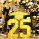 Funhot 4.5 FT Marquee 2025 Graduation Decorations,Large Gold Marquee Numbers 25 Light Up Numbers Kit w/Graduation Cap Frame&String Lights for Indoor Outdoor Kindergarten Preschool High School College