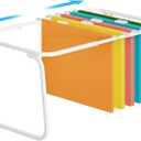 Marbrasse Hanging File Folder Frame, Adjustable Letter Size File Holder 16-25 Inches, Metal File Cabinet Rails for Office, Home, School, White