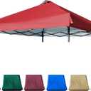10x10 Canopy Replacement Top with Air Vent Silver Coated for Straight Leg Canopy Frame, (Red)