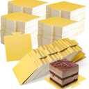 300 Pcs Mini Square Cake Boards, 3.5 x 3.3 Inch Gold Square Cake Boards, Golden Mousse Cake Boards, Mini Cake Bases for Cupcakes,Cake Slices,Treats, Cheesecake,Dessert