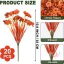 2 x 20 Bundles Artificial Fake Fall Plants Flowers for Outdoor Decorations, Fake Mums Silk Colorful Daisy Realistic UV Resistant, Fall Fake Flowers for Outside Home Planter Porch Patio Autumn Decor (Orange)