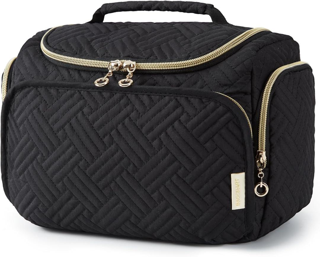 BAGSMART Travel Toiletry Bag for Women, Cosmetic Bag Makeup Bag Organizer with Handle, Travel Bag for Toiletries, Travel Accessories, Full Sized Container