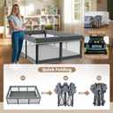 Foldable Baby Playpen with Mat - 74"X50" Large Play Yard for Babies and Toddlers - Indoor & Outdoor Portable Playpen with Storage Bag & 30 Ocean Ball - Baby Fence with Visible Mesh & Zipper Door,Grey